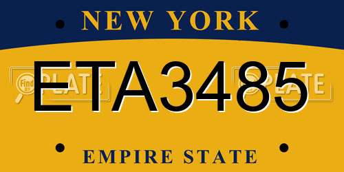 ETA3485 New York License Plate