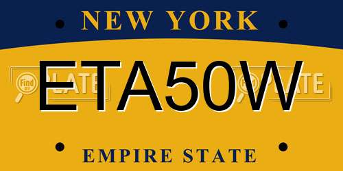 ETA50W New York License Plate