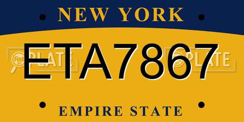 ETA7867 New York License Plate