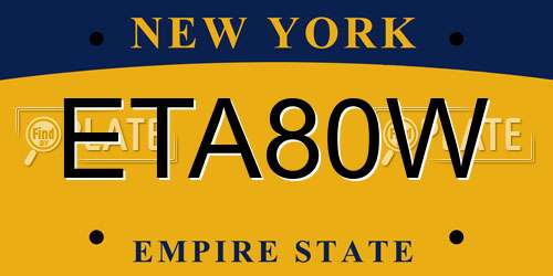 ETA80W New York License Plate