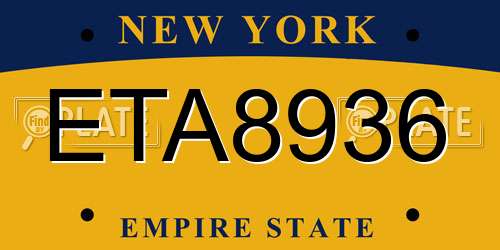 ETA8936 New York License Plate