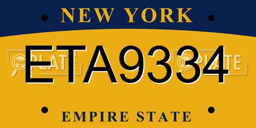 ETA9334 New York License Plate