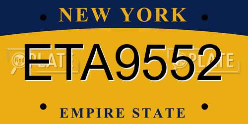 ETA9552 New York License Plate