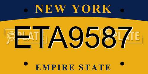 ETA9587 New York License Plate
