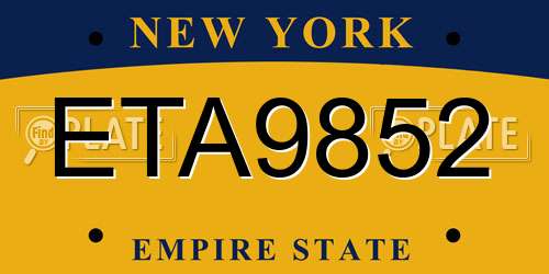 ETA9852 New York License Plate