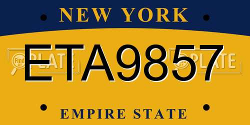 ETA9857 New York License Plate