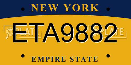 ETA9882 New York License Plate