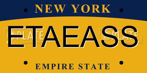 ETAEASS New York License Plate
