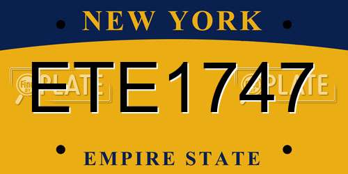 ETE1747 New York License Plate