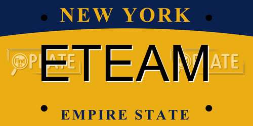 ETEAM New York License Plate