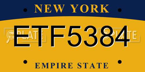 ETF5384 New York License Plate