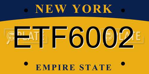 ETF6002 New York License Plate