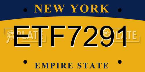 ETF7291 New York License Plate