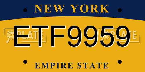 ETF9959 New York License Plate