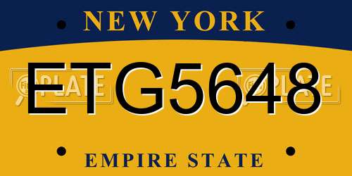 ETG5648 New York License Plate