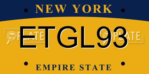 ETGL93 New York License Plate