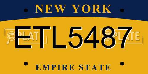 ETL5487 New York License Plate