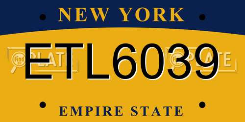 ETL6039 New York License Plate