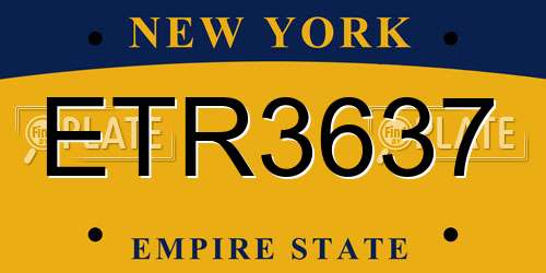 ETR3637 New York License Plate