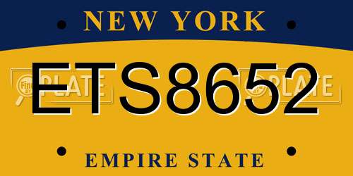 ETS8652 New York License Plate