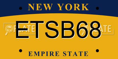 ETSB68 New York License Plate