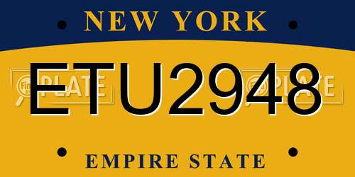 ETU2948 New York License Plate