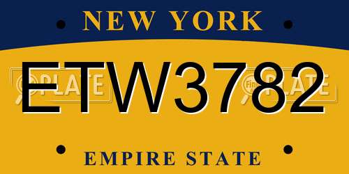 ETW3782 New York License Plate