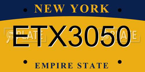 ETX3050 New York License Plate