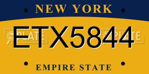 ETX5844 New York License Plate