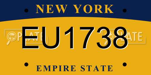 EU1738 New York License Plate