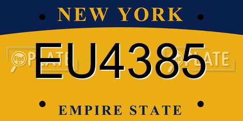 EU4385 New York License Plate