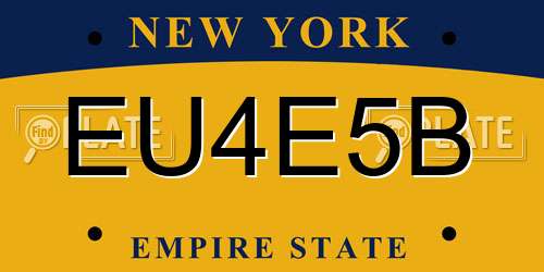 EU4E5B New York License Plate