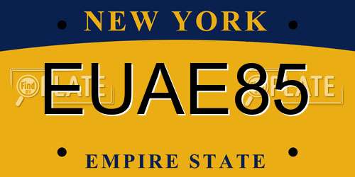 EUAE85 New York License Plate