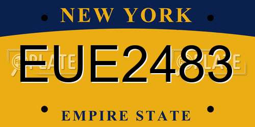 EUE2483 New York License Plate