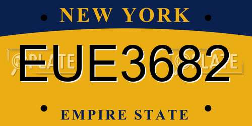 EUE3682 New York License Plate