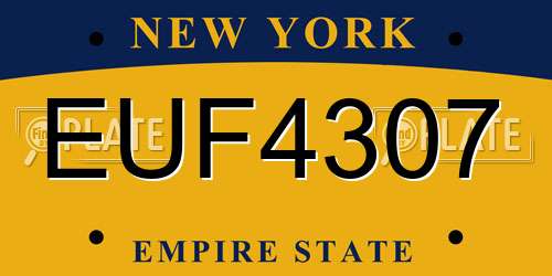 EUF4307 New York License Plate