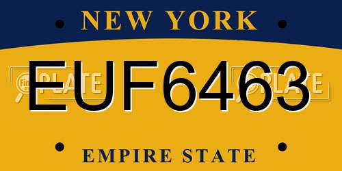 EUF6463 New York License Plate