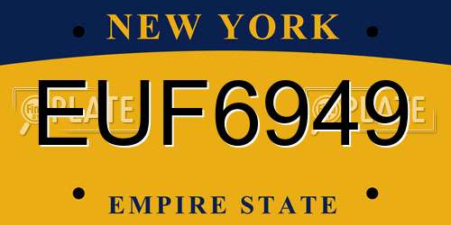 EUF6949 New York License Plate