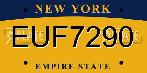 EUF7290 New York License Plate