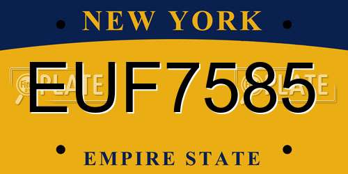 EUF7585 New York License Plate