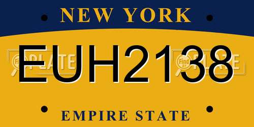 EUH2138 New York License Plate