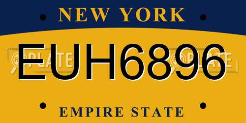EUH6896 New York License Plate