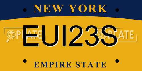 EUI23S New York License Plate