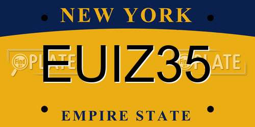 EUIZ35 New York License Plate