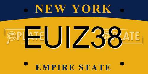 EUIZ38 New York License Plate
