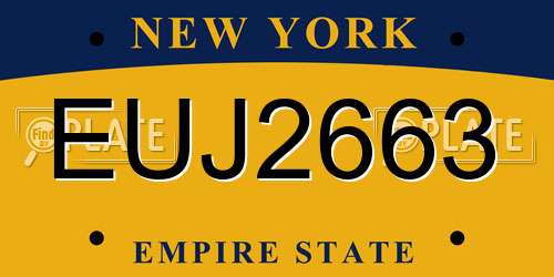 EUJ2663 New York License Plate