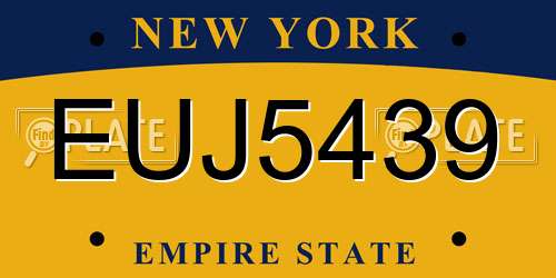 EUJ5439 New York License Plate
