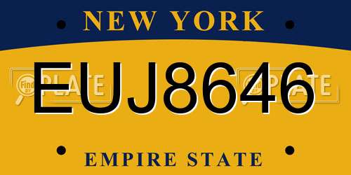 EUJ8646 New York License Plate