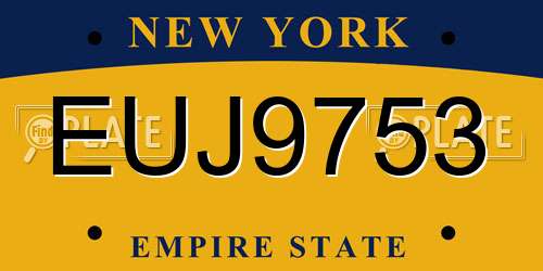 EUJ9753 New York License Plate