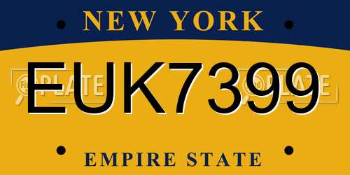 EUK7399 New York License Plate